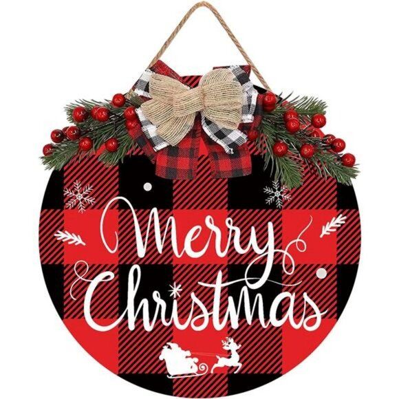 Merry Christmas Decoration Wreath, Merry Christmas Sign Front Door Decoration - Picture 1 of 6
